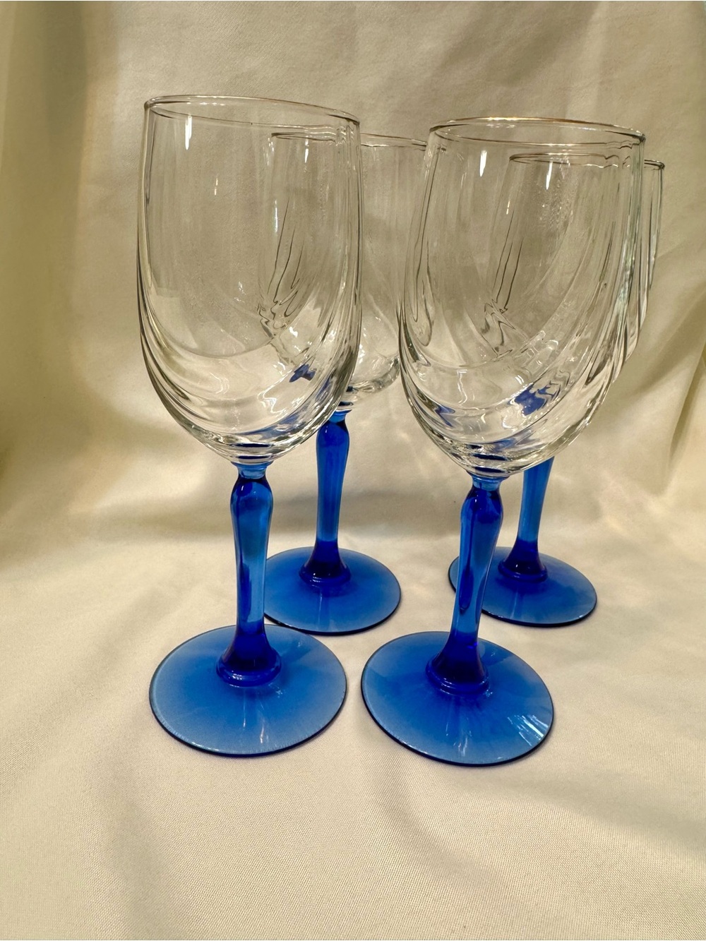 Blue Stem Wine Glasses - Set of 4